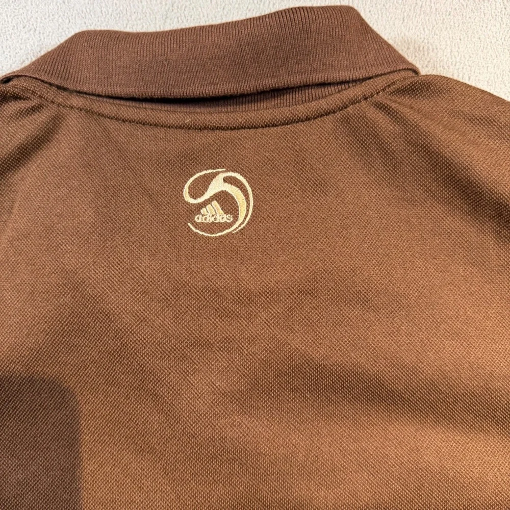 Adidas Mens Brown Short Sleeve Pique Polo Shirt Embroidered Logo Large